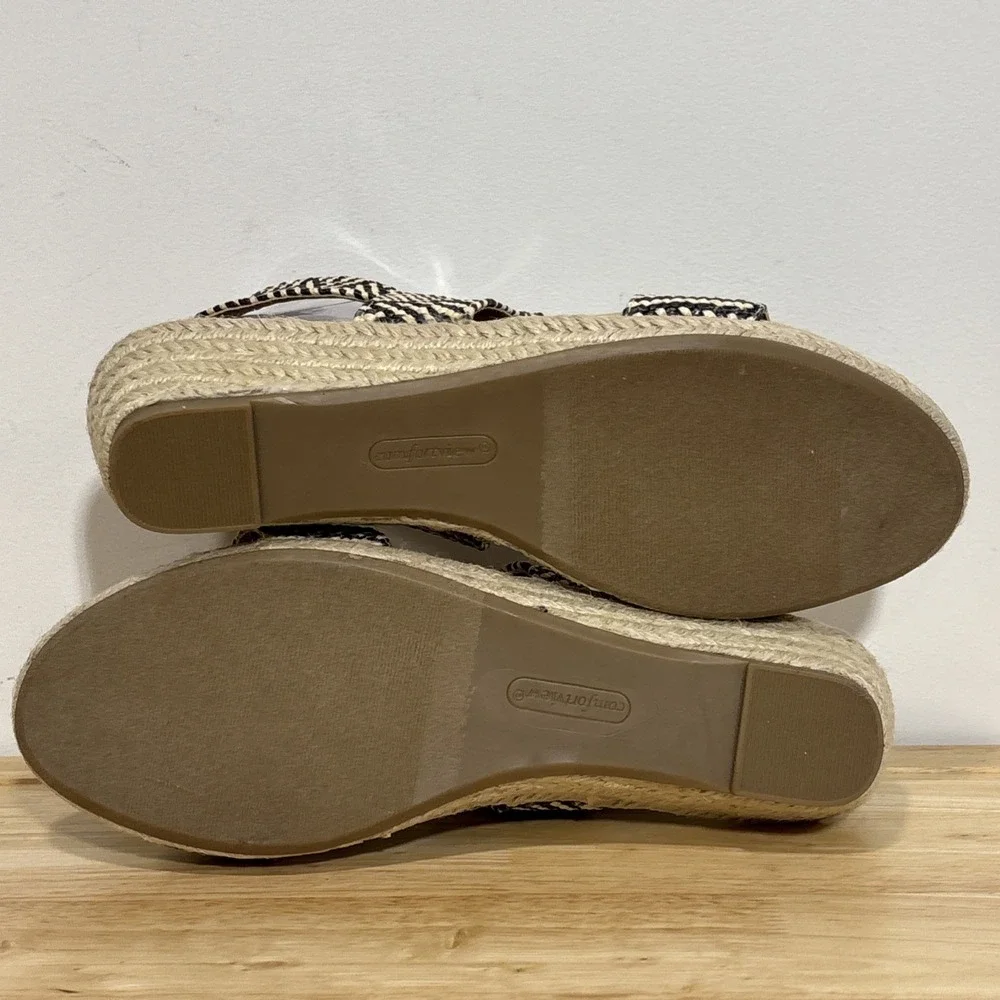Comfortview espadrille wedge sandals chevron elastic straps Jute Heel 10.5W